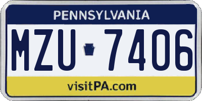 PA license plate MZU7406