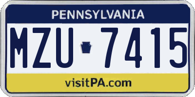 PA license plate MZU7415
