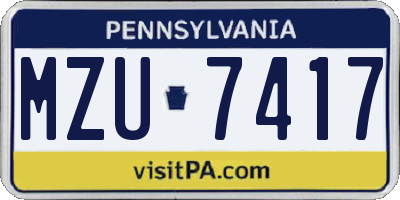 PA license plate MZU7417