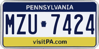 PA license plate MZU7424