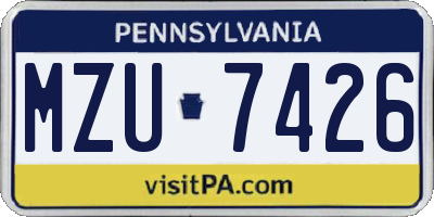 PA license plate MZU7426