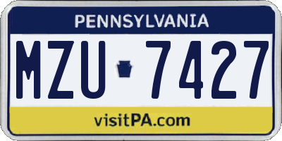 PA license plate MZU7427