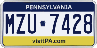 PA license plate MZU7428