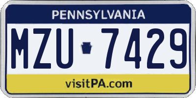 PA license plate MZU7429