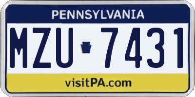 PA license plate MZU7431