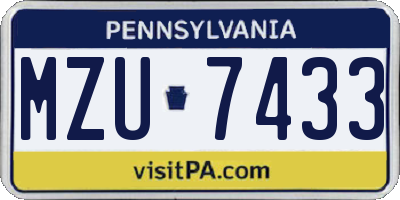 PA license plate MZU7433