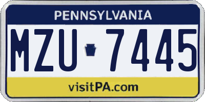 PA license plate MZU7445