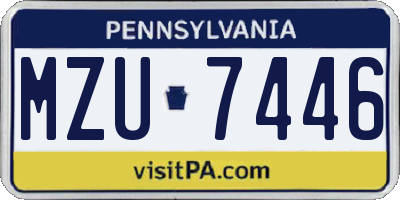 PA license plate MZU7446