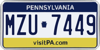 PA license plate MZU7449