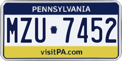 PA license plate MZU7452