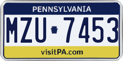 PA license plate MZU7453
