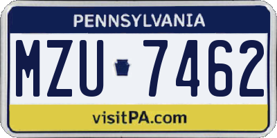 PA license plate MZU7462