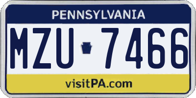 PA license plate MZU7466