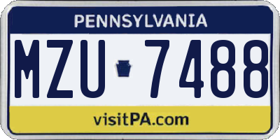 PA license plate MZU7488