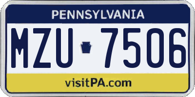 PA license plate MZU7506
