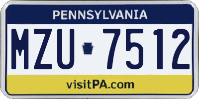 PA license plate MZU7512