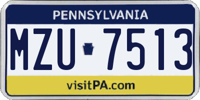 PA license plate MZU7513