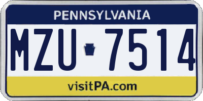 PA license plate MZU7514