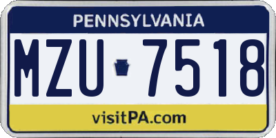 PA license plate MZU7518