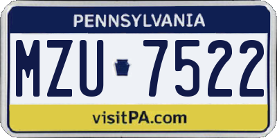 PA license plate MZU7522
