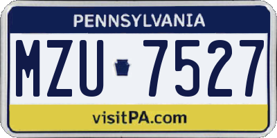 PA license plate MZU7527