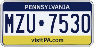 PA license plate MZU7530
