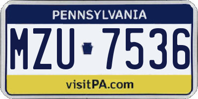 PA license plate MZU7536