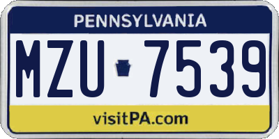 PA license plate MZU7539