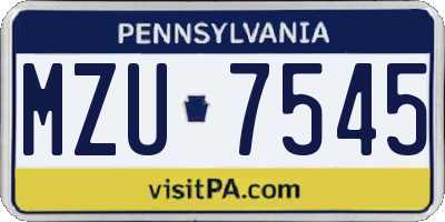PA license plate MZU7545