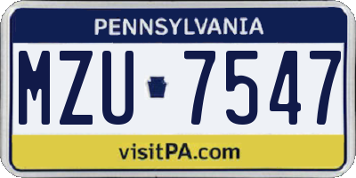 PA license plate MZU7547