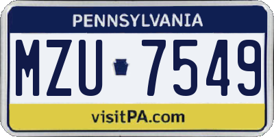 PA license plate MZU7549