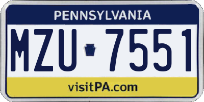 PA license plate MZU7551