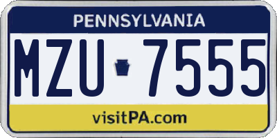 PA license plate MZU7555