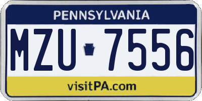PA license plate MZU7556