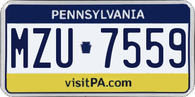 PA license plate MZU7559