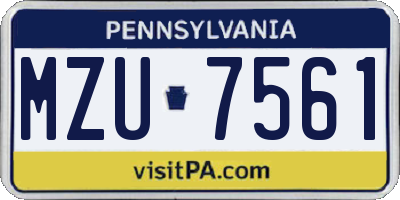 PA license plate MZU7561