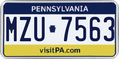PA license plate MZU7563