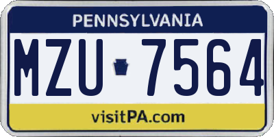 PA license plate MZU7564