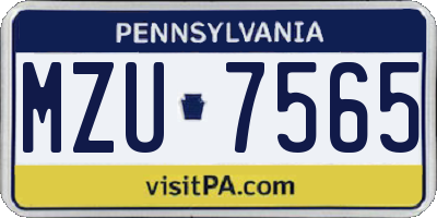 PA license plate MZU7565