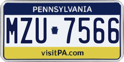 PA license plate MZU7566