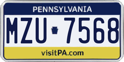 PA license plate MZU7568