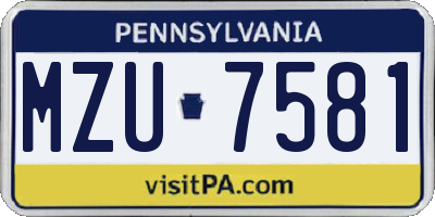 PA license plate MZU7581