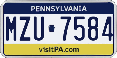 PA license plate MZU7584