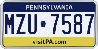 PA license plate MZU7587