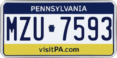 PA license plate MZU7593