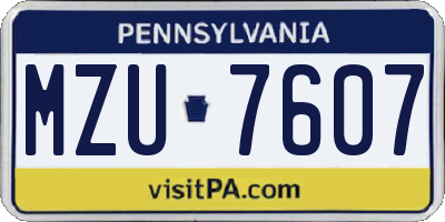 PA license plate MZU7607