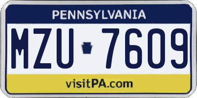 PA license plate MZU7609