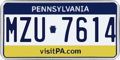 PA license plate MZU7614