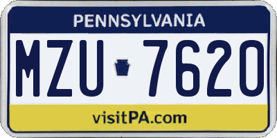 PA license plate MZU7620