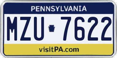 PA license plate MZU7622